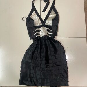 BCBGMaxAzria Black and White Backless Dress